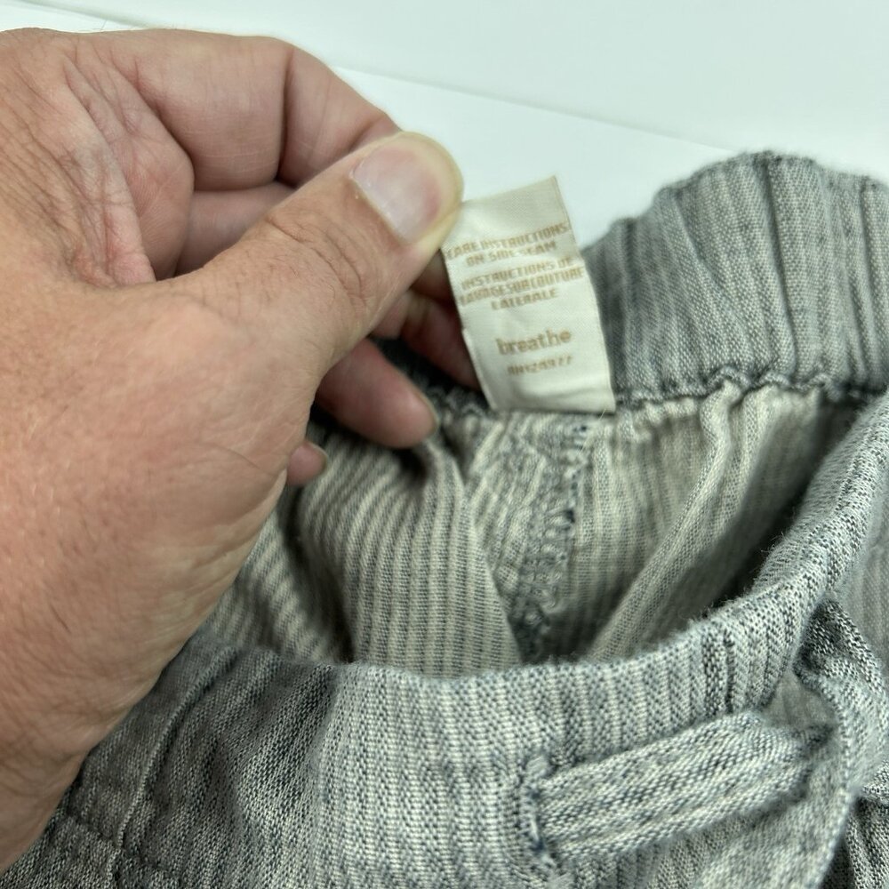 PRANA Breathe Pants Womens Xl Gray Ribbed Drawstring Cropped Outdoor Travel - Picture 8 of 13